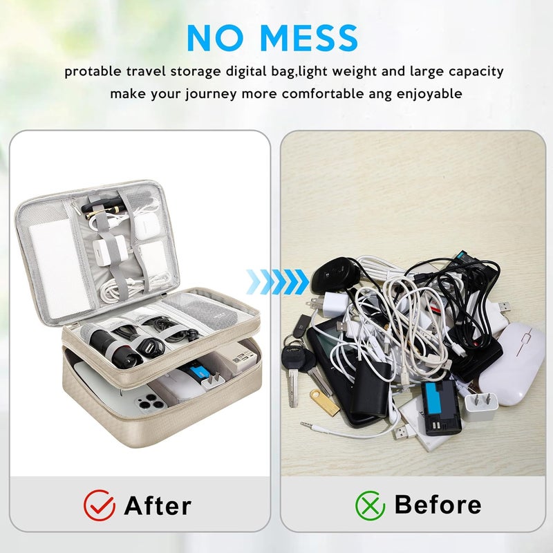 CILLA Electronic Organizer Travel Case, Travel Cord Organizer Case Portable Waterproof Cable Organizer Bag for Charger, Cord, USB, Power Bank, Earphone - Image 4